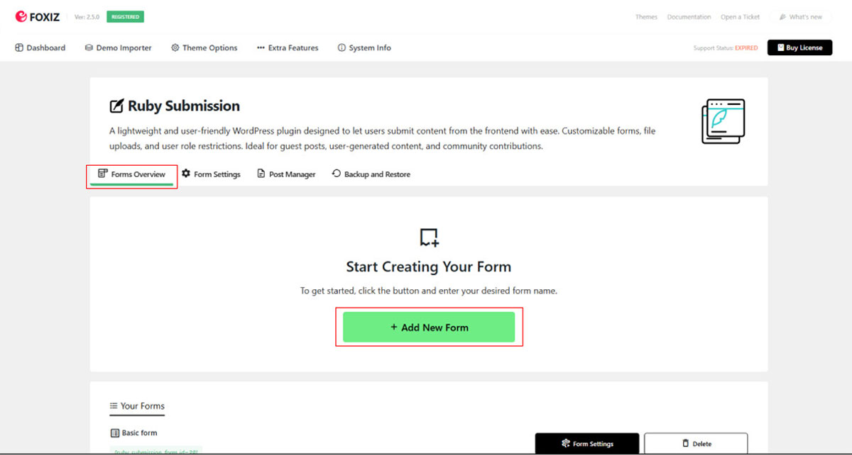 Add New Submission Form