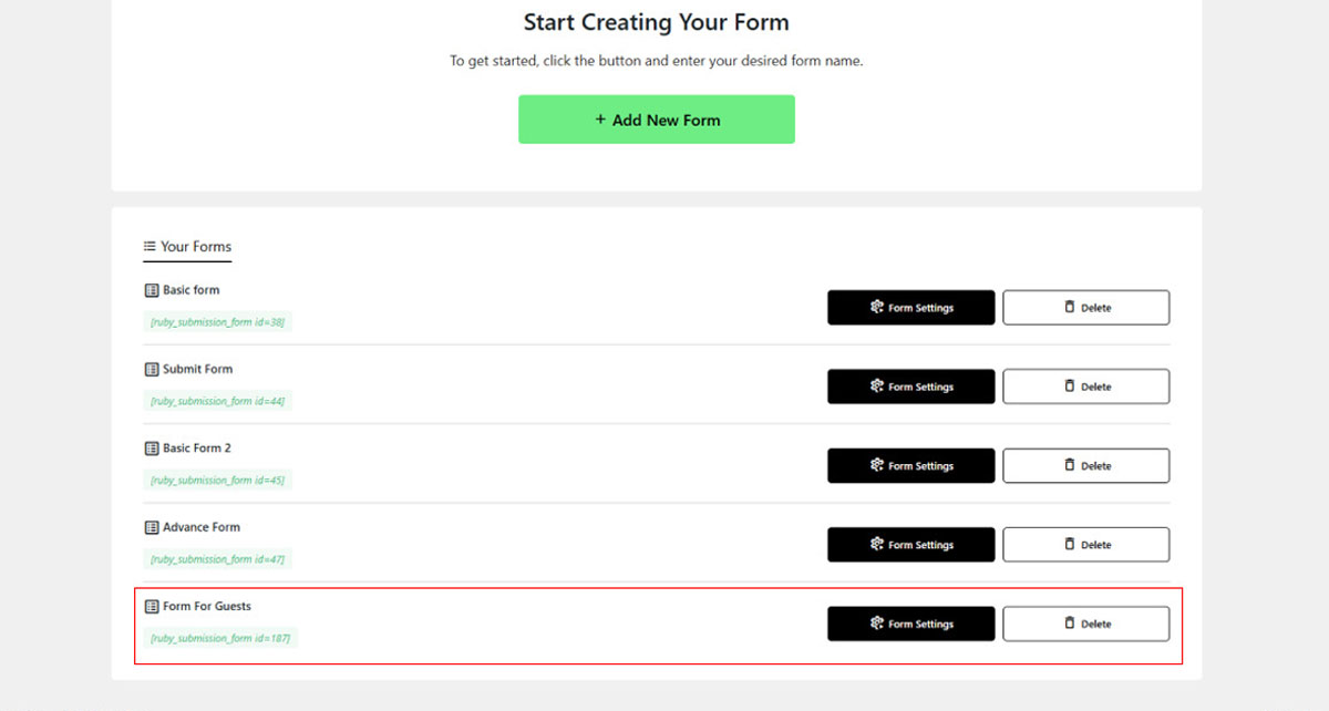 Display Submission Form