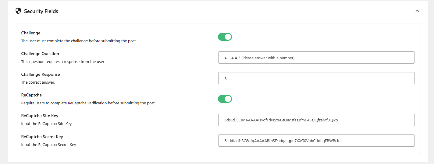 Security Field Setting